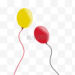 红黄色气球飞扬卡通png素材