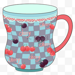 樱桃花纹少女甜美茶杯