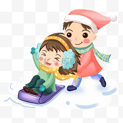 冬季服饰图片_冬季场景雪地场景孩子们滑雪