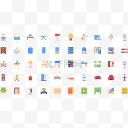 家居家具彩色扁平图标icon