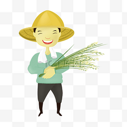 矢量水稻图片_卡通手绘抱着稻谷的农民