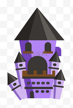 卡通紫色城堡插画
