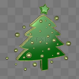 悬浮球图片_卡通C4D绿色圣诞节装饰圣诞树