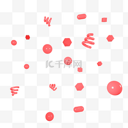 C4D红色几何立体图形漂浮装饰