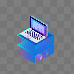 紫色电脑图片_2.5D办公科技互联网电脑数据矢量