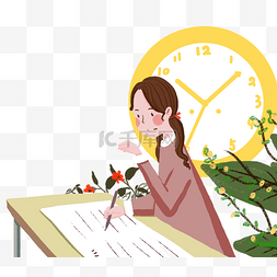 思考人物图片_学习红色卡通插画人物png