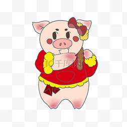 2019财神猪图片_猪年可爱猪猪手绘插画