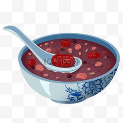 手绘红豆图片_卡通手绘中国传统腊八节之腊八粥