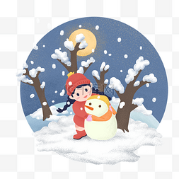 大雪图片_节气雪人可爱大雪雪人少女冬日冬