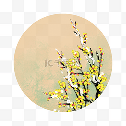 卡通手绘花边框图片_冬季黄色的梅花边框