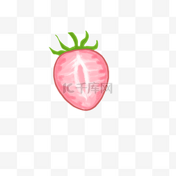 草莓手绘水果图片_半颗草莓粉色PNG