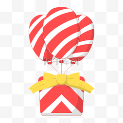 红色气球礼盒和蝴蝶结