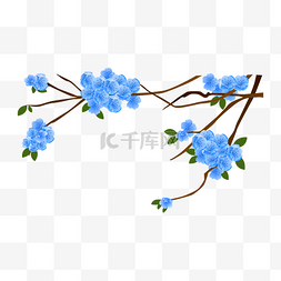 免扣卡通蓝色的花朵