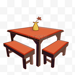 欧式家具插画图片_家具餐桌卡通插画