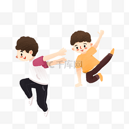 青春活力海报图片_手绘两个跳舞的小男孩