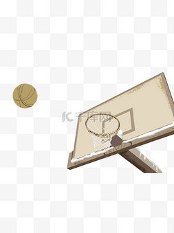 篮球架元素图片_清晰复古篮球架和篮球设计可商用