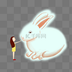 梦幻主题海报图片_童话主题手绘女孩与发光的小兔子