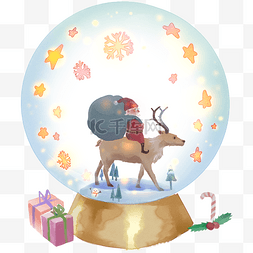 雪花麋鹿图片_水晶球里的圣诞节
