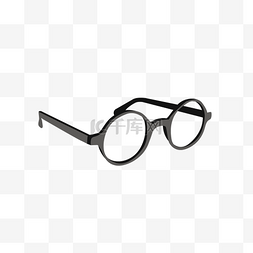 圆形眼镜图片_手绘矢量黑色卡通眼镜镜框免抠素
