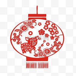 2019新年图案图片_2019猪年中国风剪纸灯笼图案设计