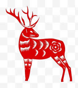 可爱的红色小鹿剪纸