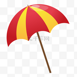 手绘红色遮阳伞免抠图