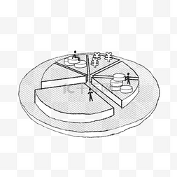 PPT配图线描商务人员拼图插画