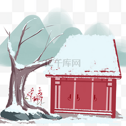 冬天景色背景图片_手绘白色冬天雪景