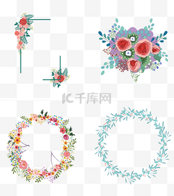 花环卡通矢量图片_手绘花环及花束矢量图