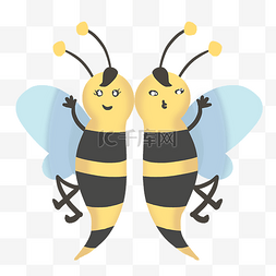 黄黑色图片_两只可爱的蜜蜂