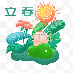 卡通手绘二十四节气插画猪