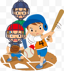 棒球运动卡通设计插画