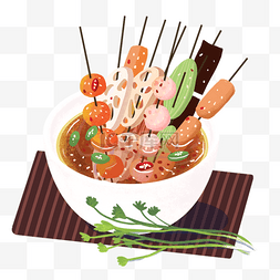 传统小插画图片_中国传统美食之手绘串串