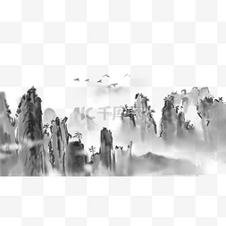 水墨画装饰图片_中国传统文化山水水墨画