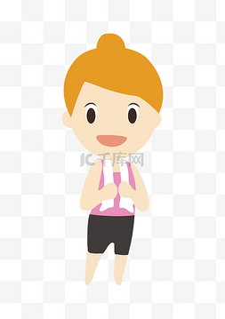 假期锻炼健身可爱女孩卡通形象PNG