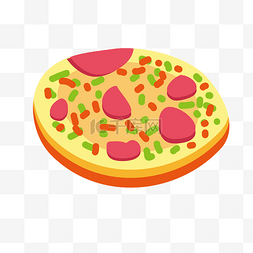 火腿披萨饼矢量插画PNG
