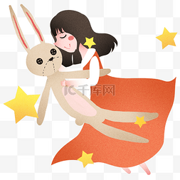 抱着兔子的女孩图片_抱着兔子睡觉的女孩