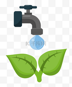 水资源图片_节约用水公益插画