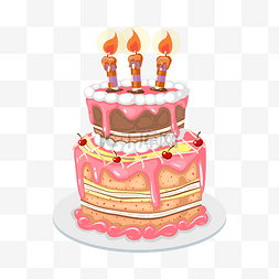 生日蛋糕可爱手绘图片_卡通手绘草莓奶油生日蛋糕