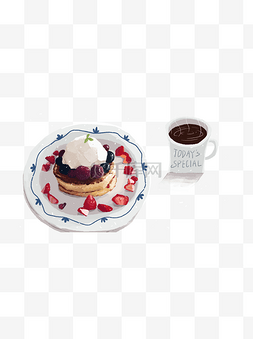 水果点心图片_草莓蛋糕咖啡早餐