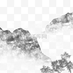 中国风水墨山水海报装饰免扣