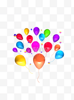 室内场景图片_C4D源文件彩色气球