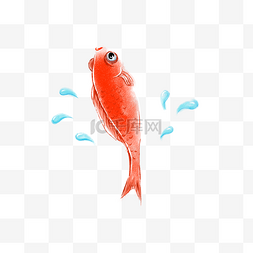 鲤鱼手绘图片_蜡笔红色可爱小鲤鱼