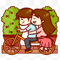 自行车彩色图片_情人节情侣