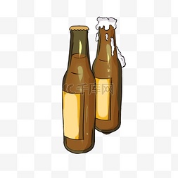 手绘啤酒瓶图片_手绘卡通冒泡啤酒瓶
