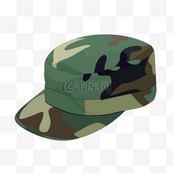 绿色鸭舌帽矢量图片_迷彩军人帽子插图