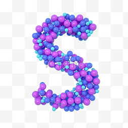 紫色立体字母图片_C4D气球立体字母S元素
