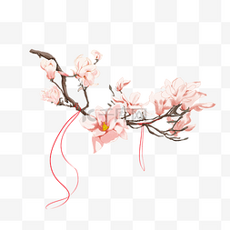 梅花插画图片_古风主题梅花手绘插画