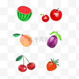 立夏手绘水果西瓜樱桃草莓桃子蔬