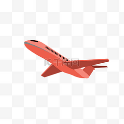 飞机模型插画图片_红色卡通飞机插画